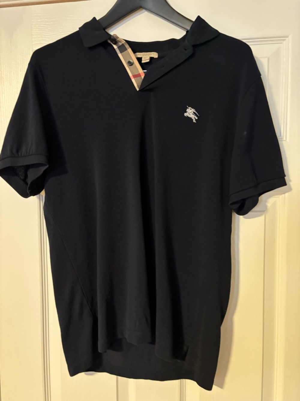 Burberry Black Polo with Signature Check Placket